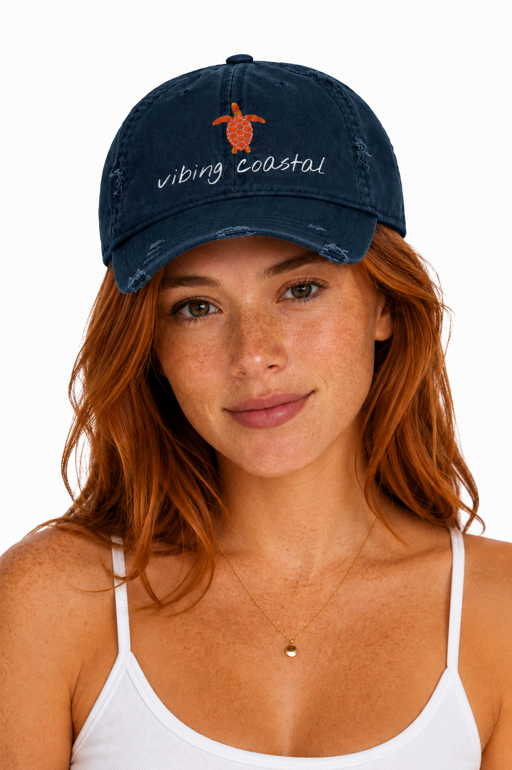 Embroidered Sea Turtle Cap | Nautical Navy