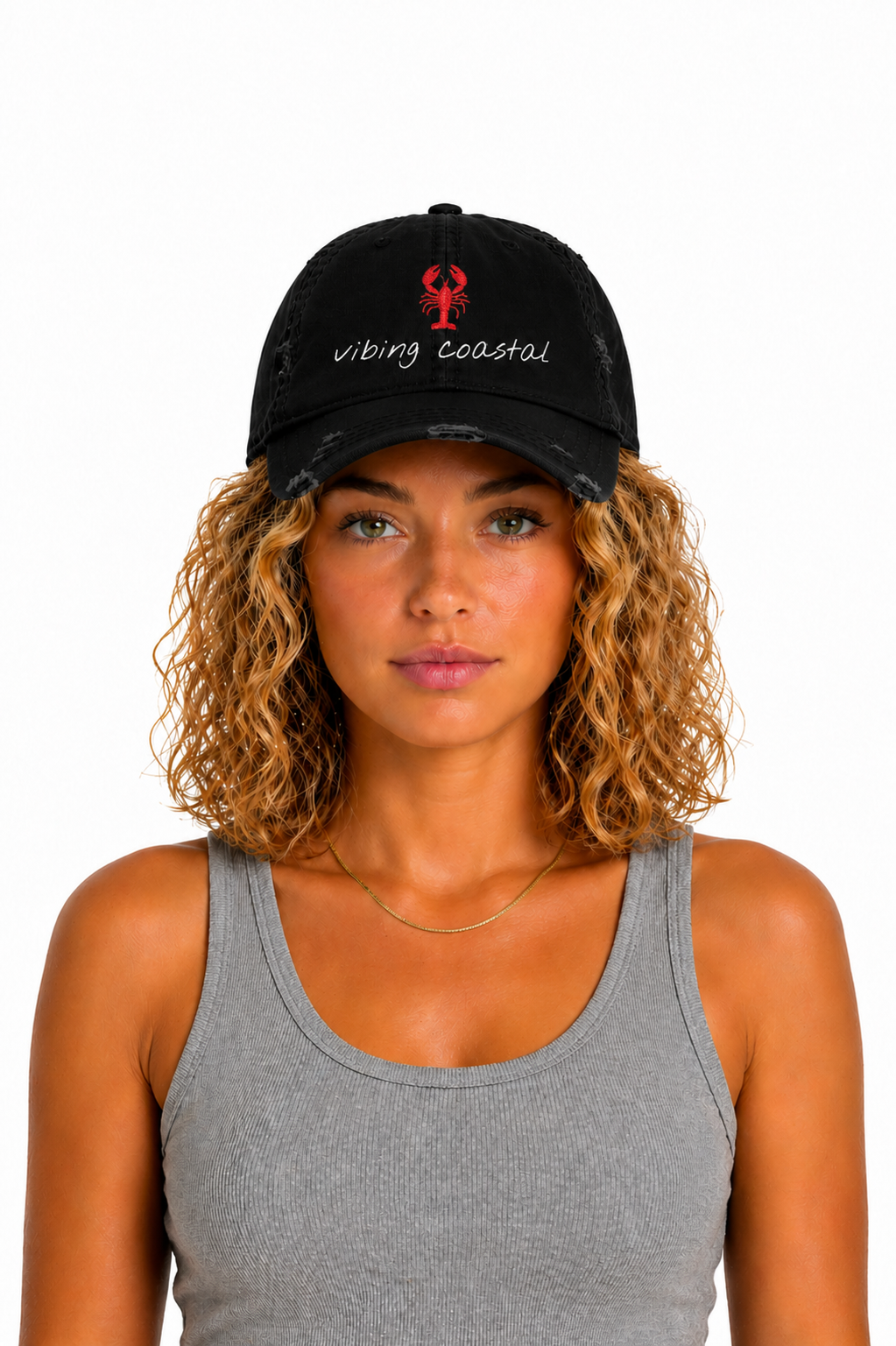 Embroidered Lobster Cap - Beach Night Black