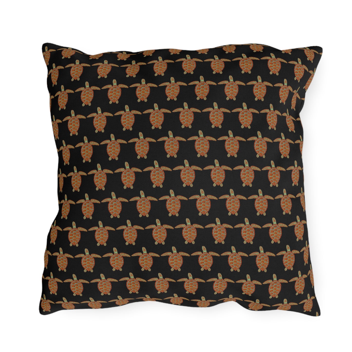 Black Outdoor Pillow | 18"x18" | Sea Turtle