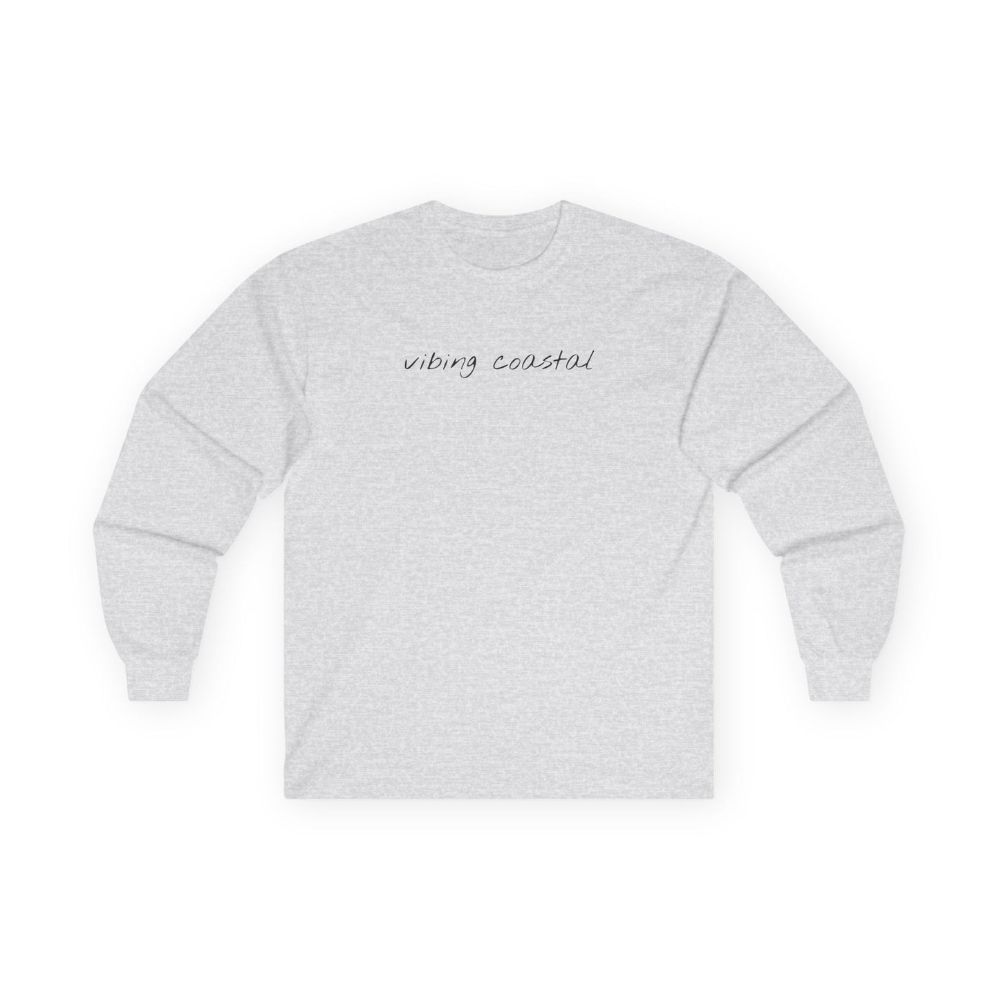 Men's Ultra Cotton Long Sleeve Tee | Vibing Coastal | Black Script