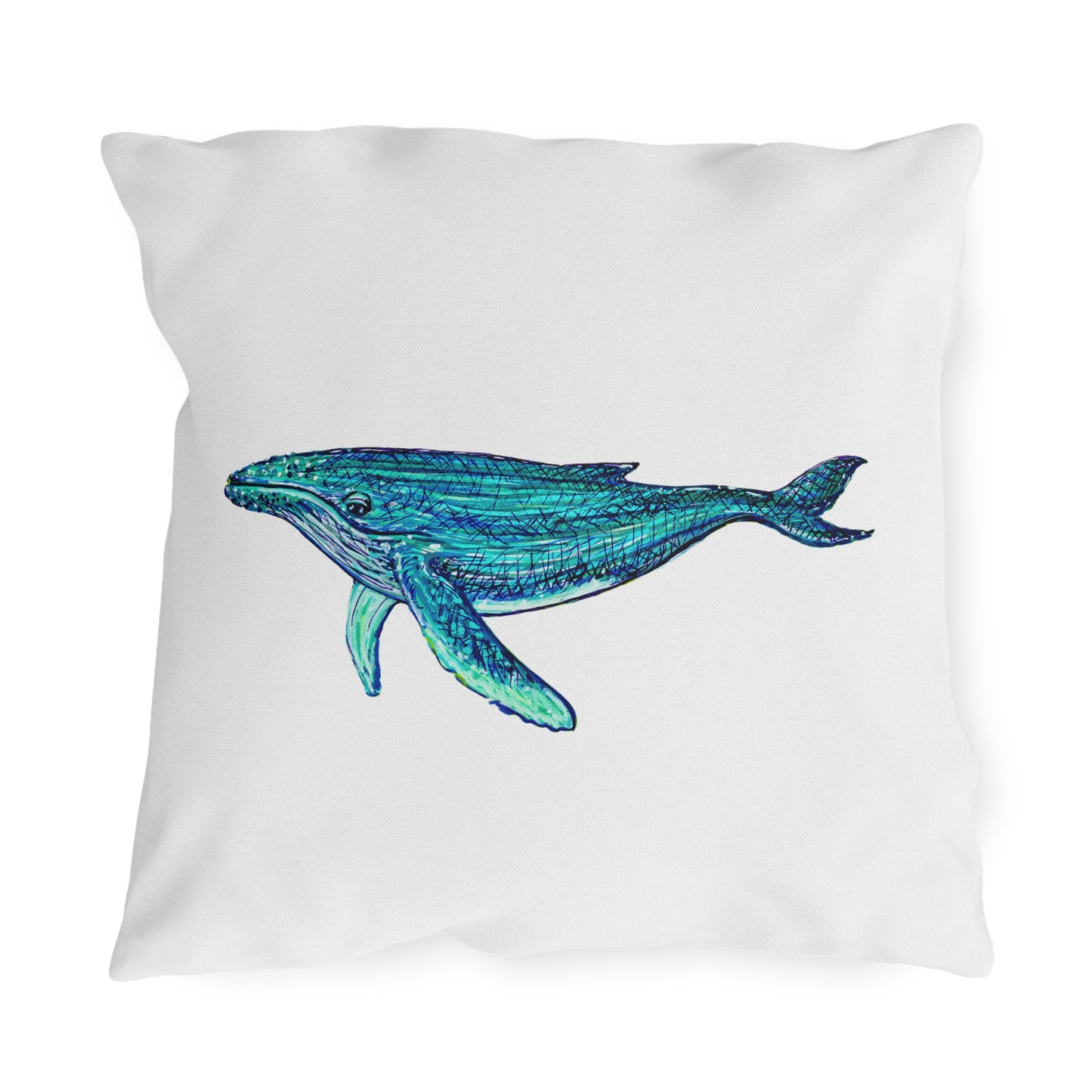 White Outdoor Pillow | 18"x18" | Whale