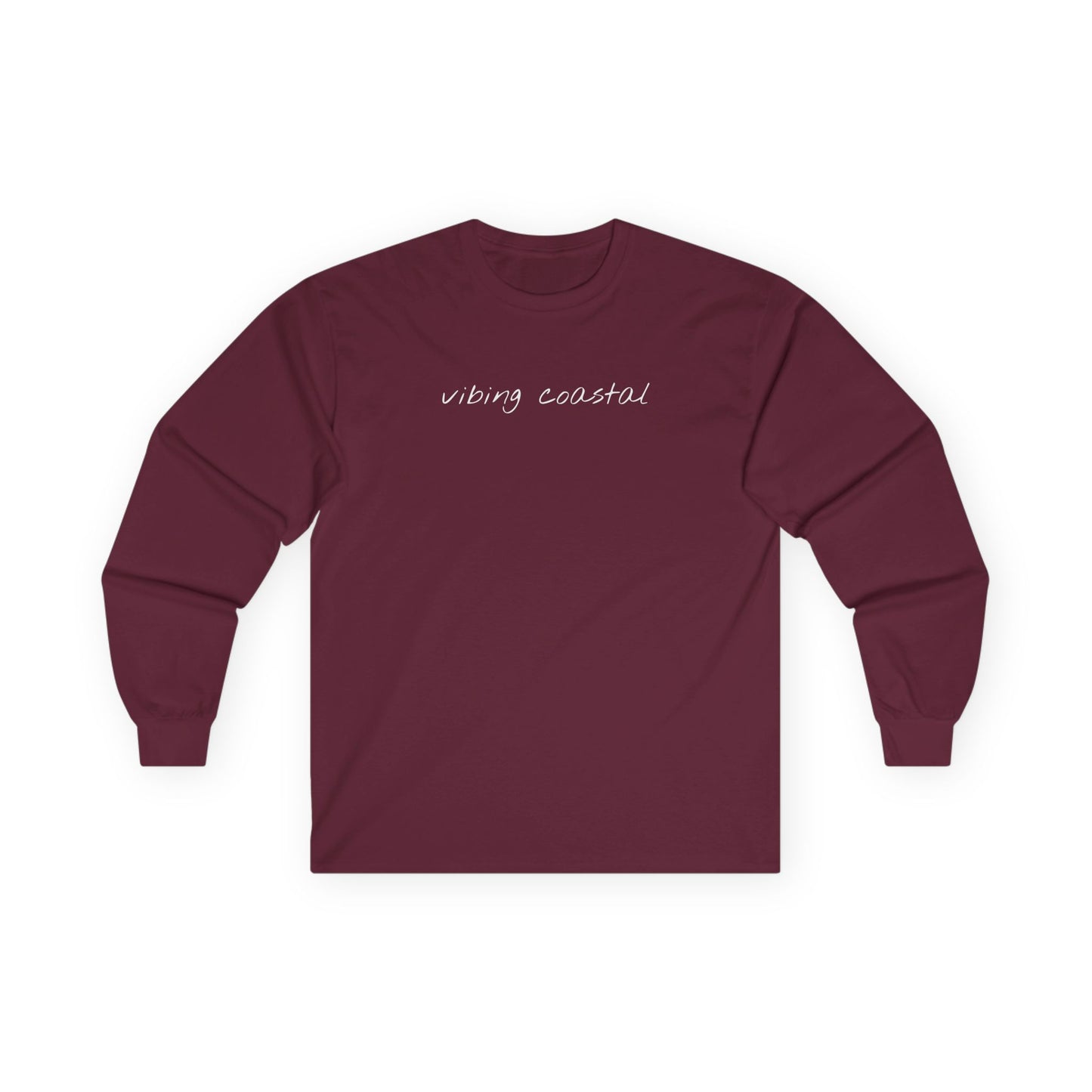Men's Ultra Cotton Long Sleeve Tee | Vibing Coastal | White Script