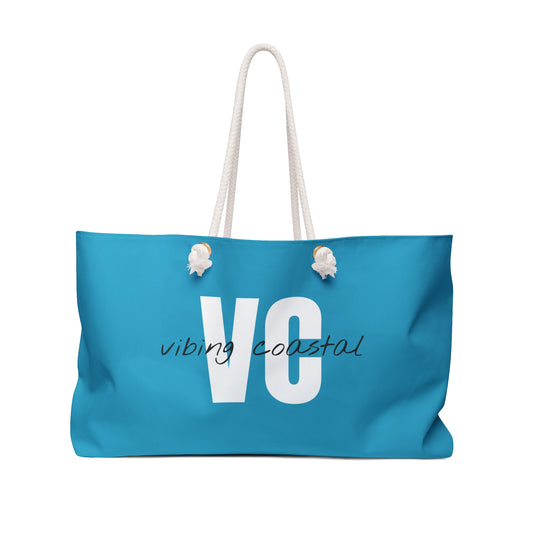 Vibing Coastal Weekender Tote | Ocean Blue