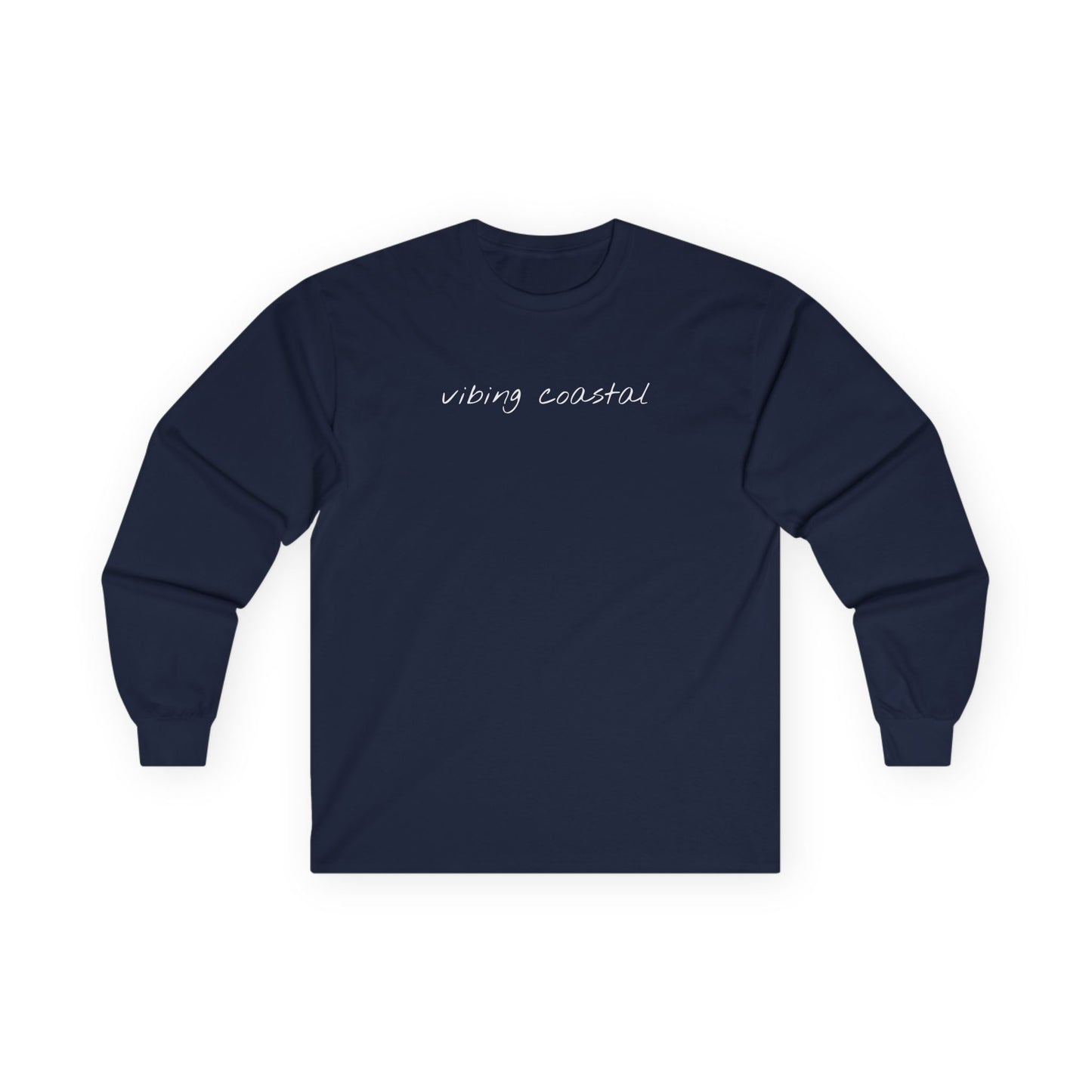 Ultra Cotton Long Sleeve Tee | Vibing Coastal | Black Script