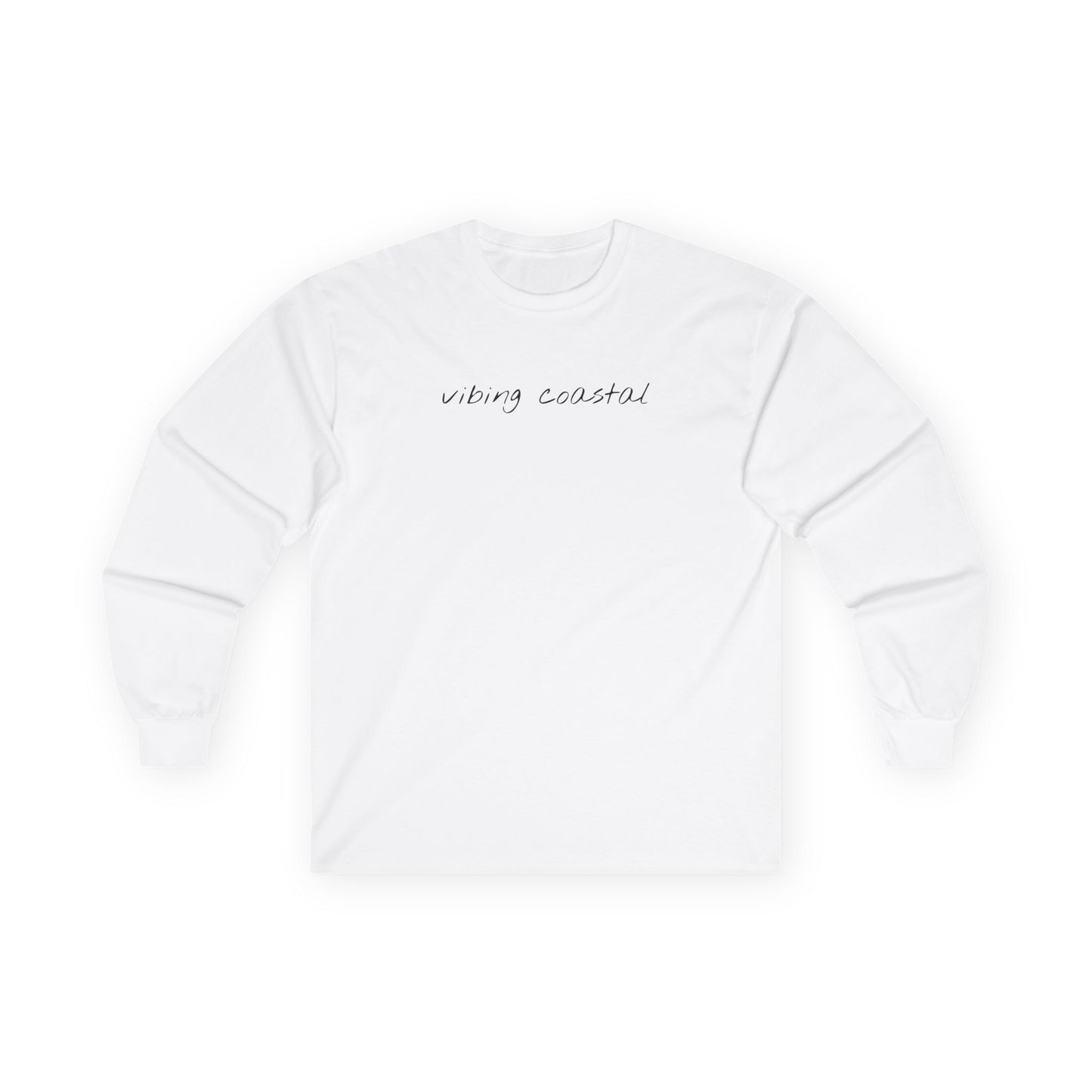 Men's Ultra Cotton Long Sleeve Tee | Vibing Coastal | Black Script