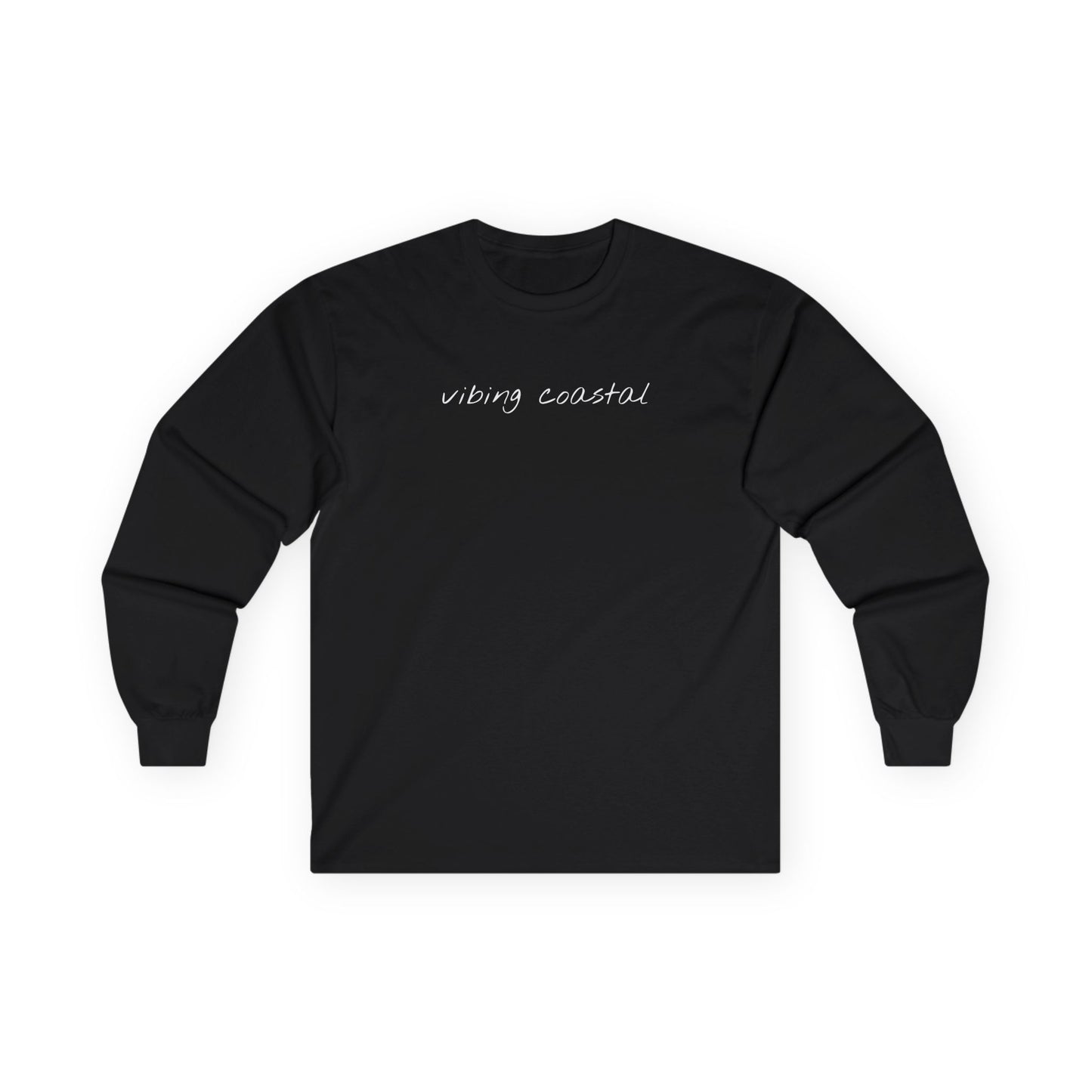 Ultra Cotton Long Sleeve Tee | Vibing Coastal | Black Script