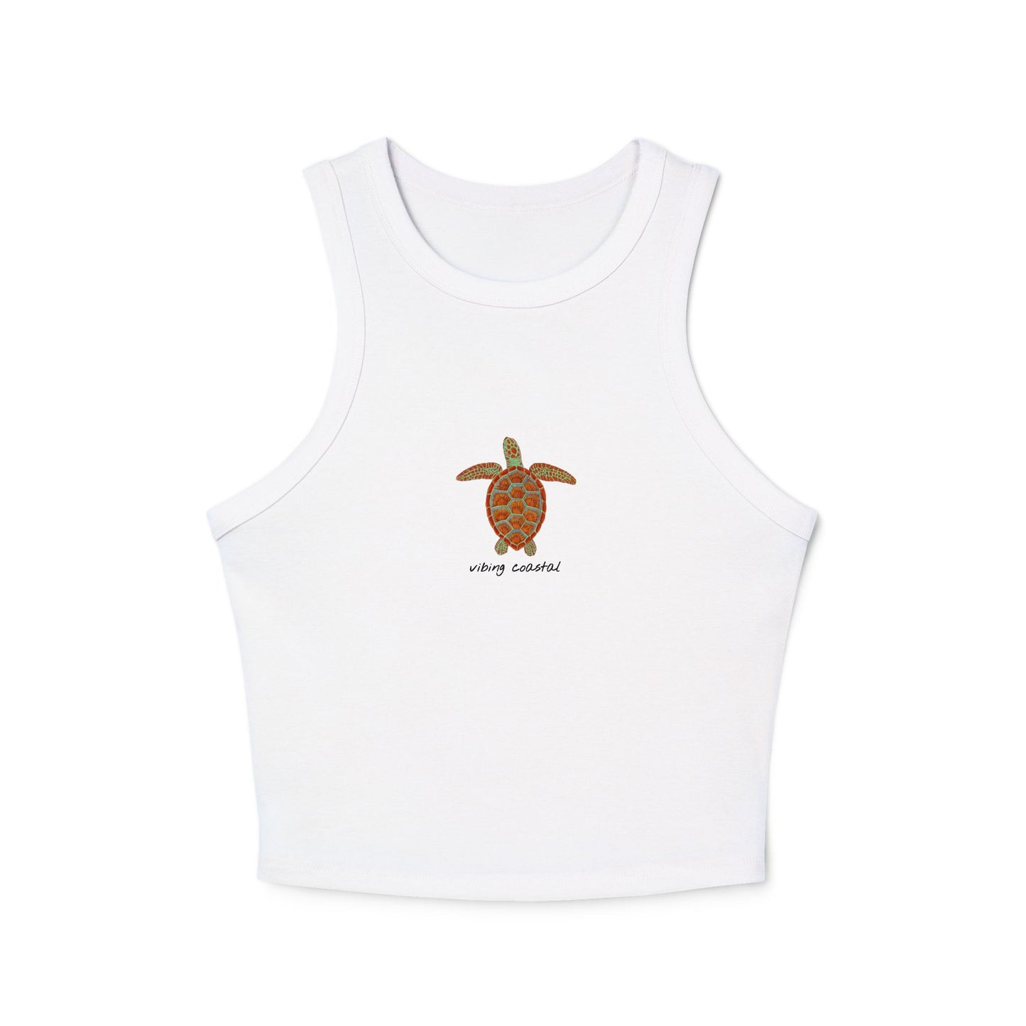 Cropped Fitted Racer Tank Top | Sea Turtle