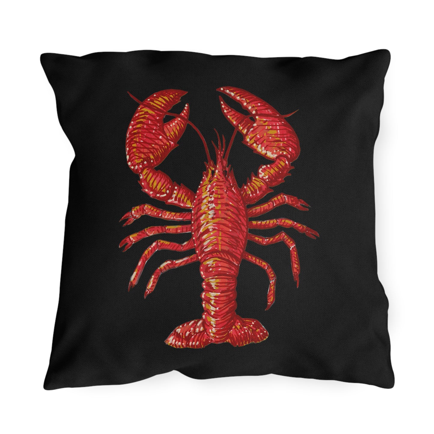 Black Outdoor Pillow | 18"x18" | Lobster