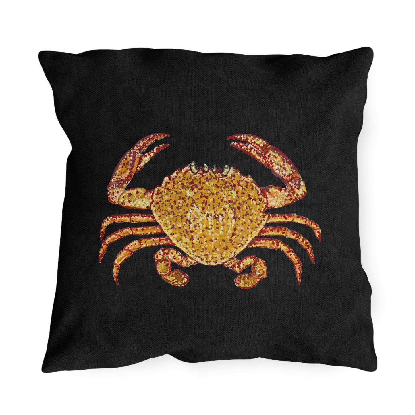 Black Outdoor Pillow | 18"x18" | Crab