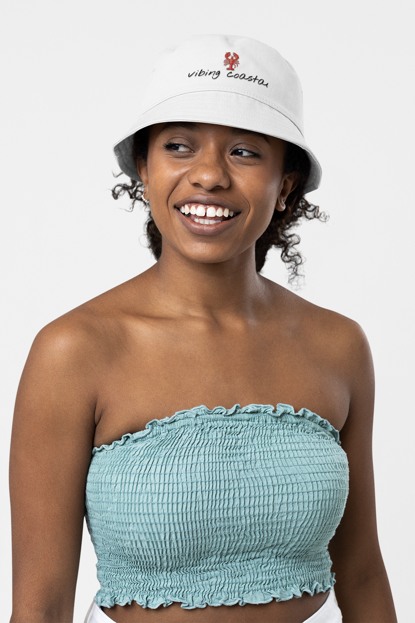 Embroidered Bucket Hat —  Lobster