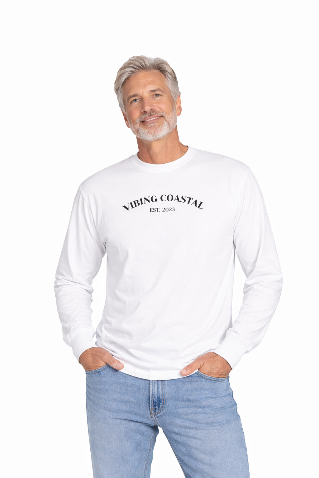 Men's Ultra Cotton Long Sleeve Tee | Vibing Coastal EST 2025