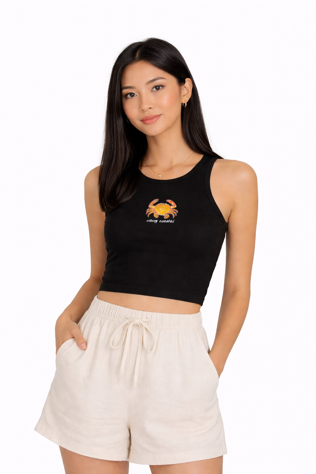 Cropped Fitted Racer Tank Top | Crab II