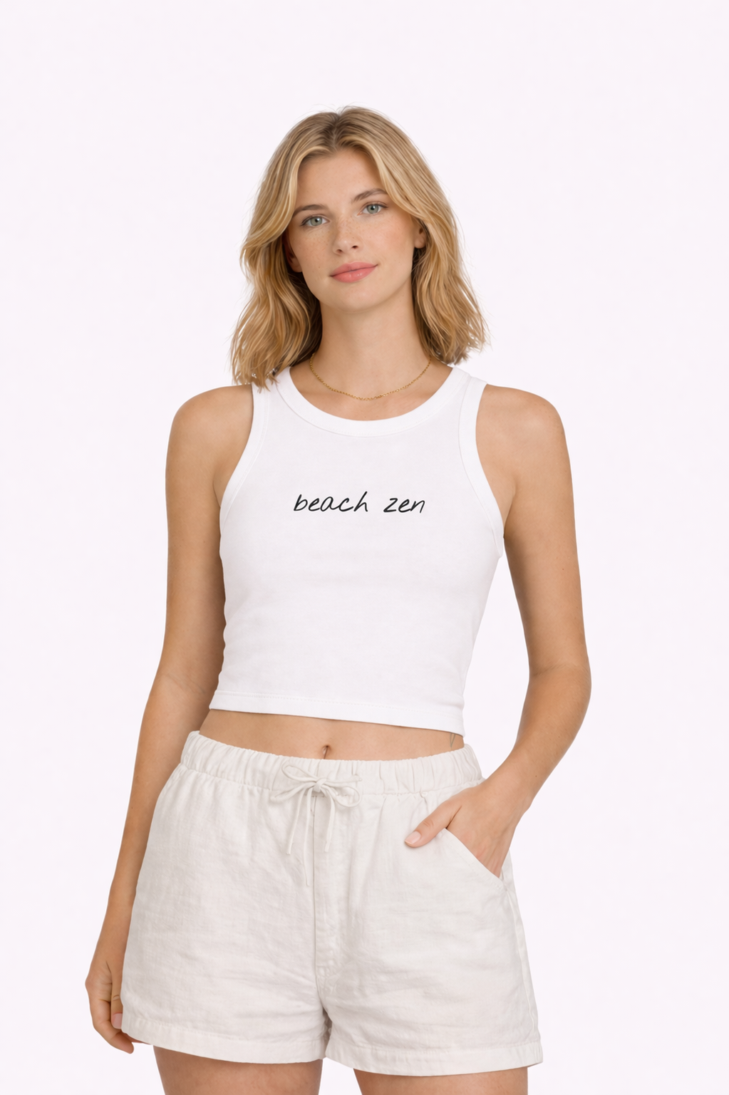 Cropped Fitted Racer Tank Top | Beach Zen +