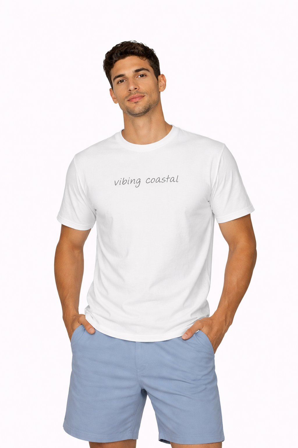 Men's Soft Tee | Vibing Coastal | Black Script