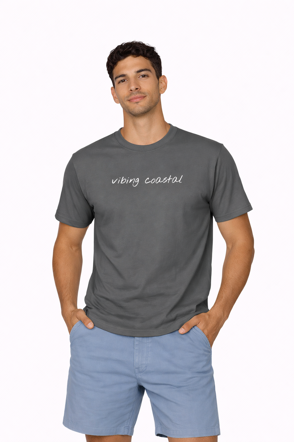 Men's Soft Tee | Vibing Coastal | White Script