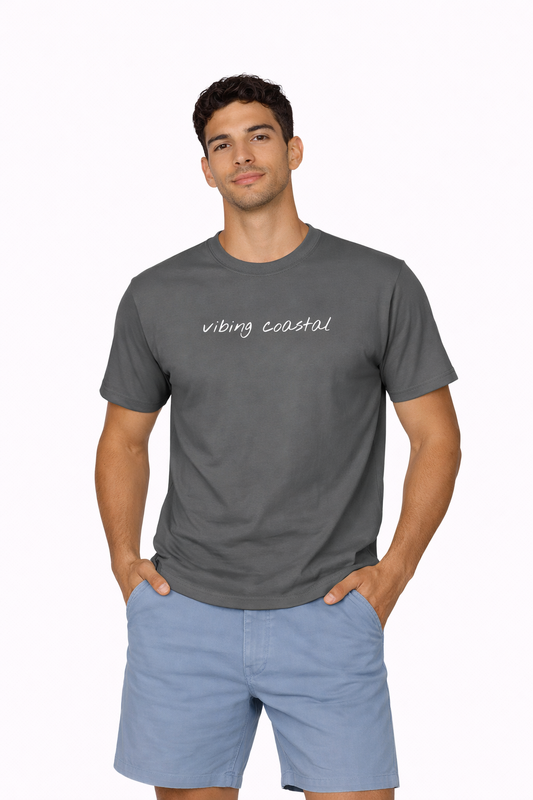 Men's Soft Tee | Vibing Coastal | White Script