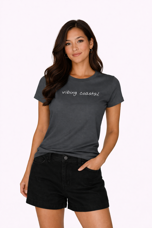 Fav Fitted Tee | Vibing Coastal | White Script