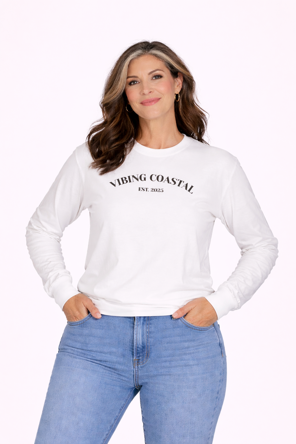 Ultra Cotton Long Sleeve Tee | Vibing Coastal EST 2025
