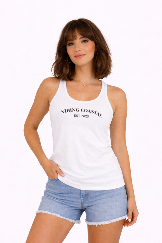 Ideal Racerback Tank | Vibing Coastal EST 2025