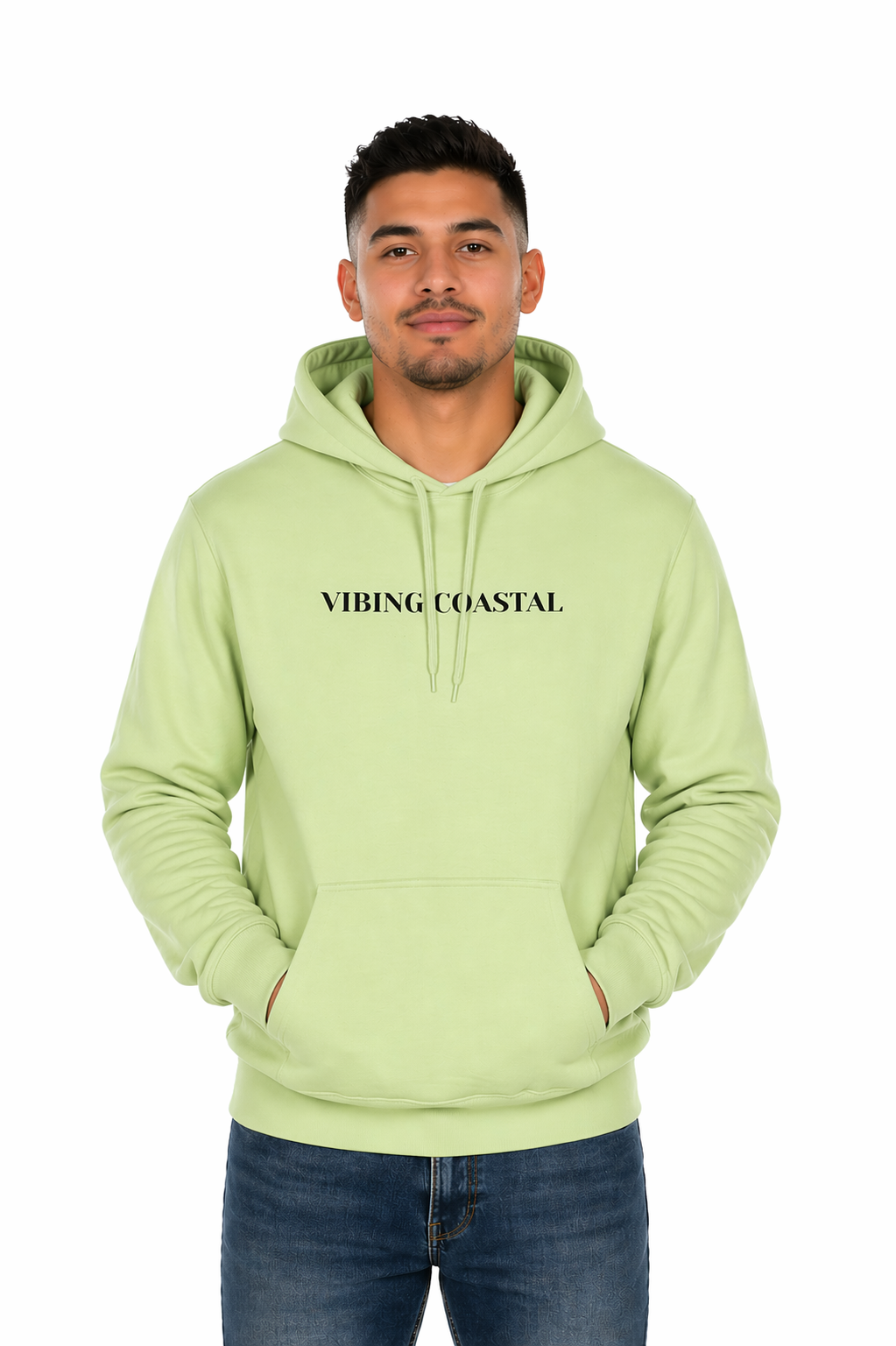 Men's Fav Fleece Hoodie | Vibing Coastal | Black Lettering