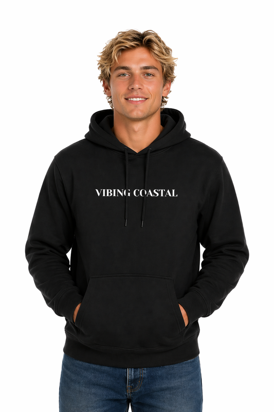 Men's Fav Fleece Hoodie | Vibing Coastal | White Lettering