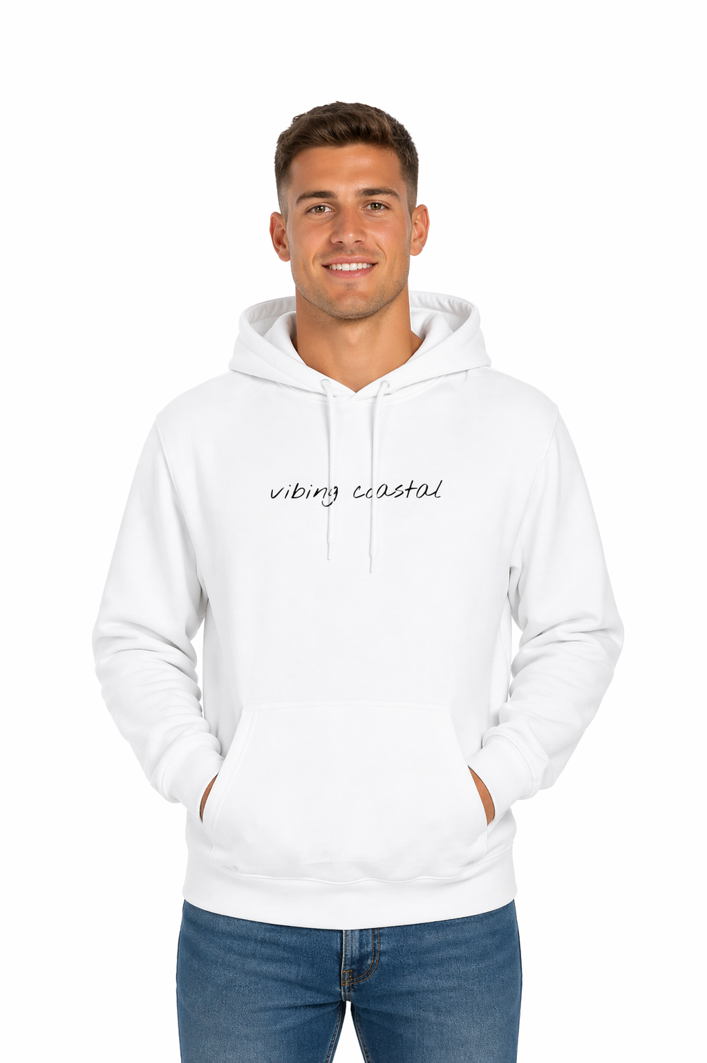 Men's Fav Fleece Hoodie | Vibing Coastal | Black Script