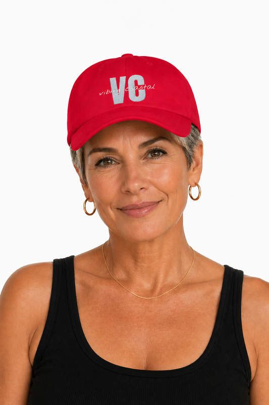 Vibing Coastal VC Logo Cap | Rosehip Red