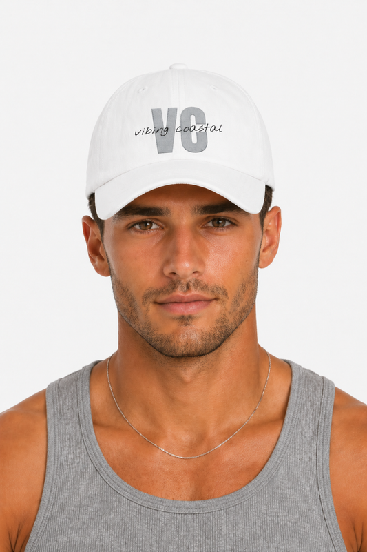 Vibing Coastal VC Logo Cap | Cloud White