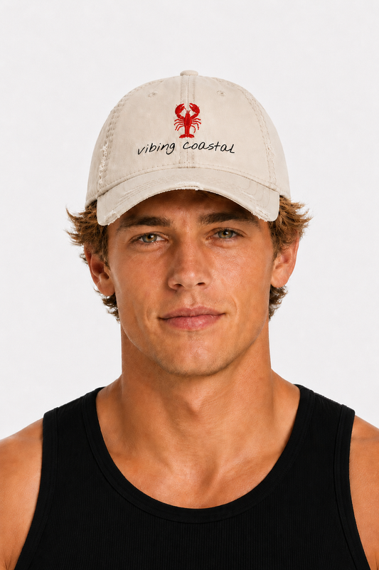 Embroidered Lobster Cap | Coastal Khaki
