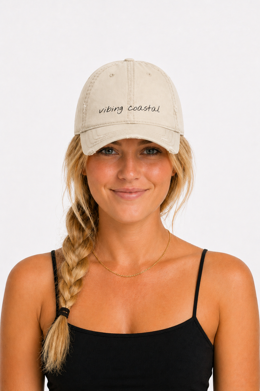 Vibing Coastal + Lobster Back Tab Cap | Coastal Khaki