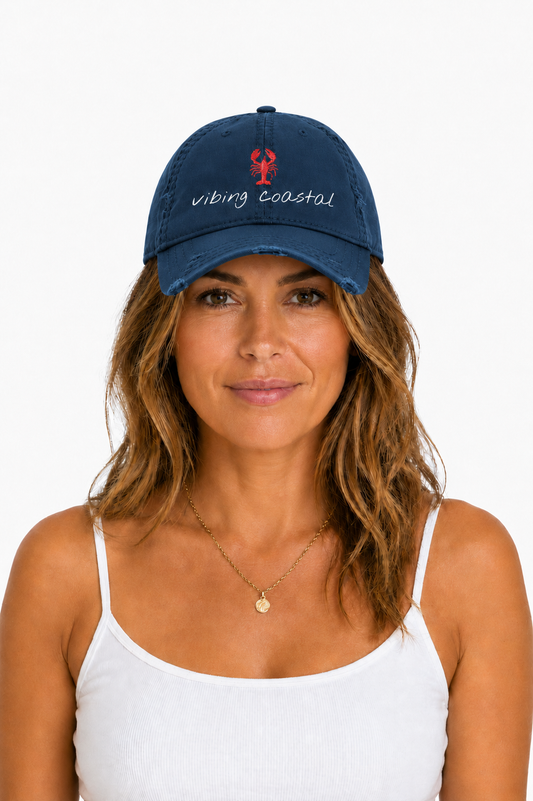 Embroidered Lobster Cap | Nautical Navy