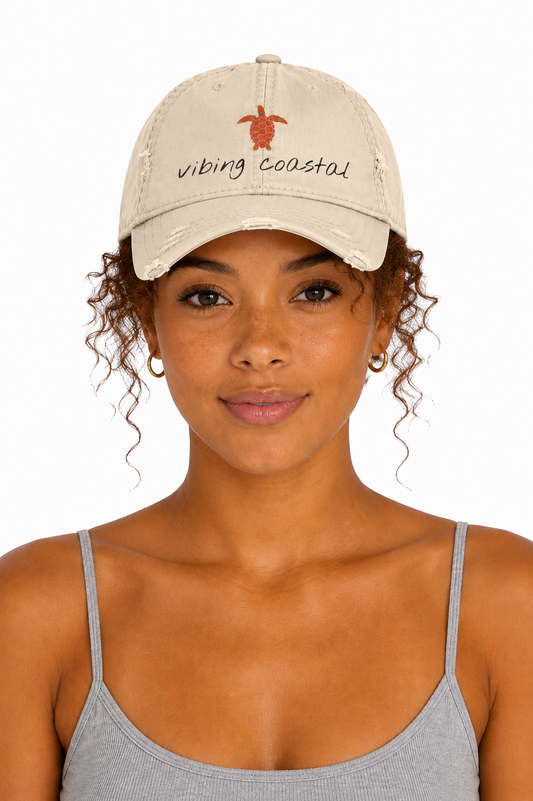 Embroidered Sea Turtle Cap | Coastal Khaki