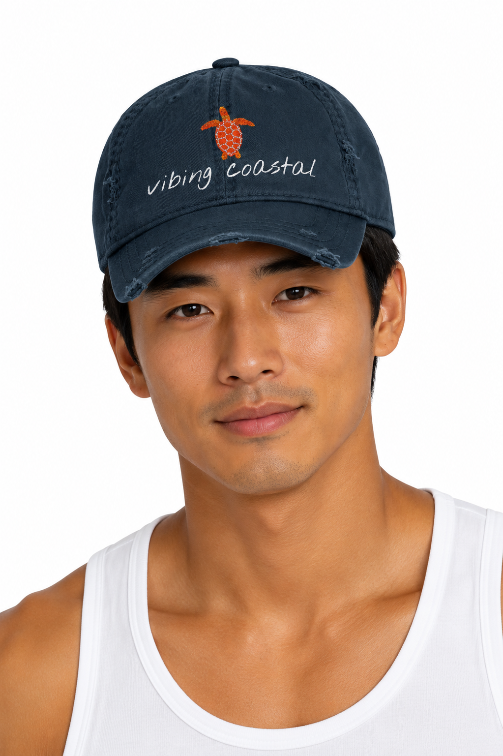Embroidered Sea Turtle Cap | Nautical Navy