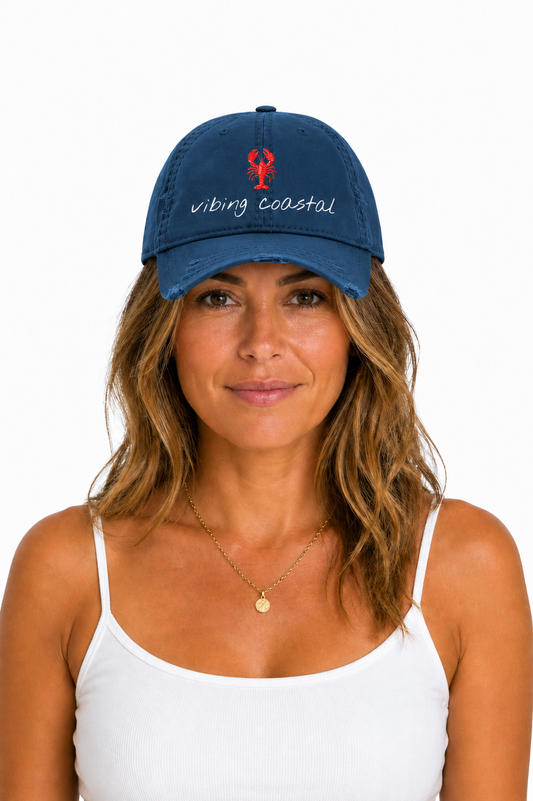 Embroidered Lobster Cap | Nautical Navy