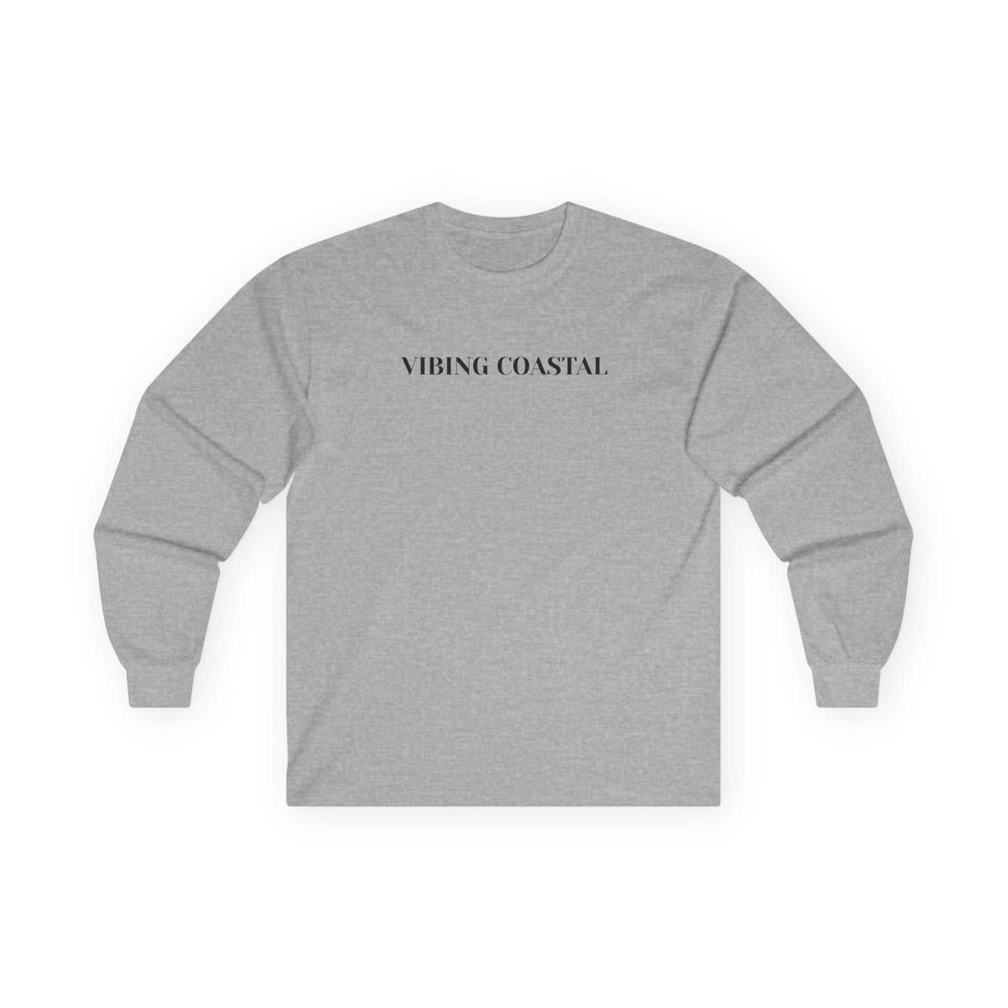Ultra Cotton Long Sleeve Tee | Vibing Coastal | Black Lettering