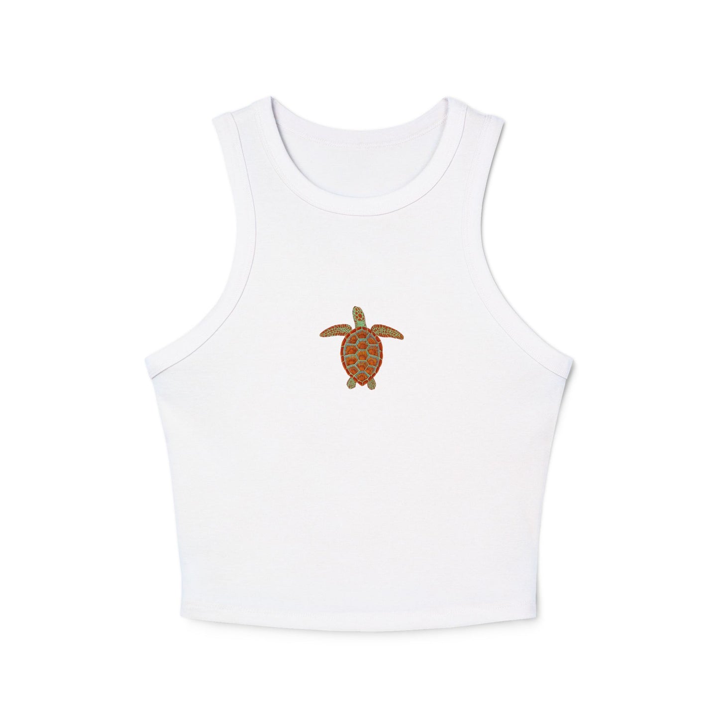 Cropped Fitted Racer Tank Top | Sea Turtle