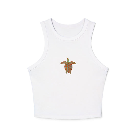Cropped Fitted Racer Tank Top | Sea Turtle