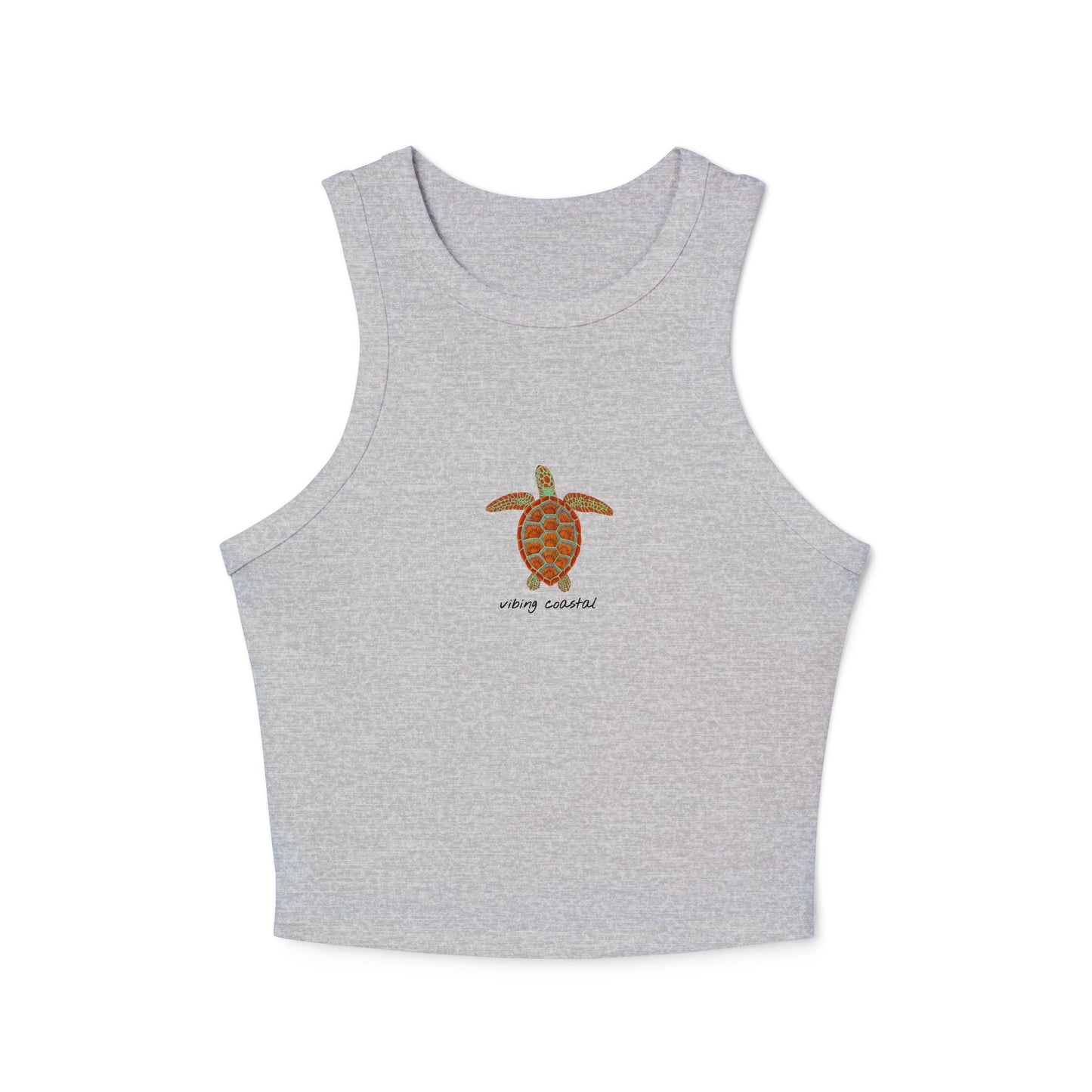 Cropped Fitted Racer Tank Top | Sea Turtle