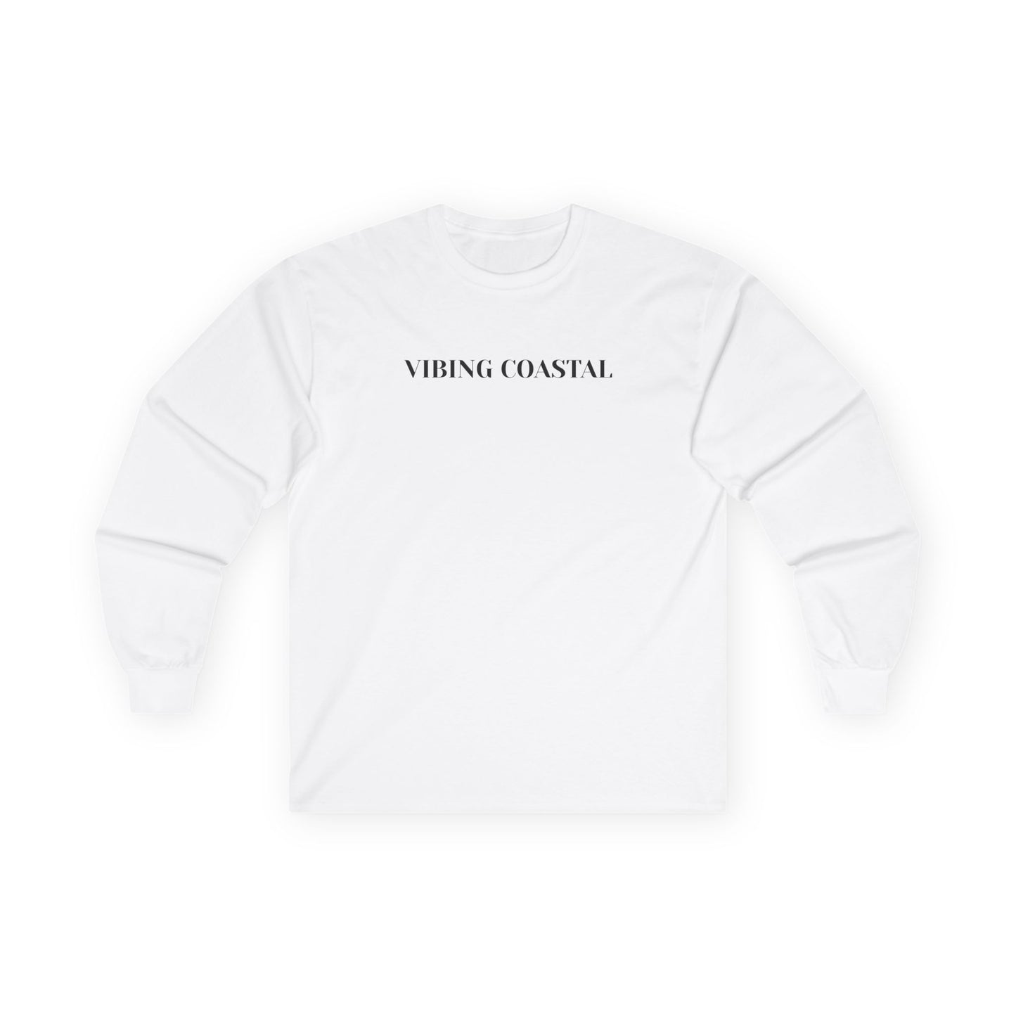 Men's Ultra Cotton Long Sleeve Tee | Vibing Coastal | Black Lettering