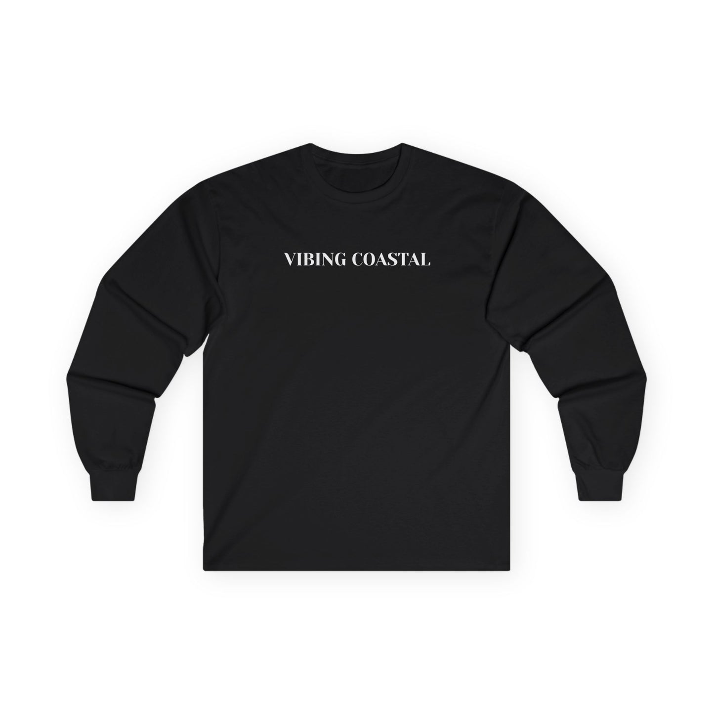 Men's Ultra Cotton Long Sleeve Tee | Vibing Coastal | White Lettering