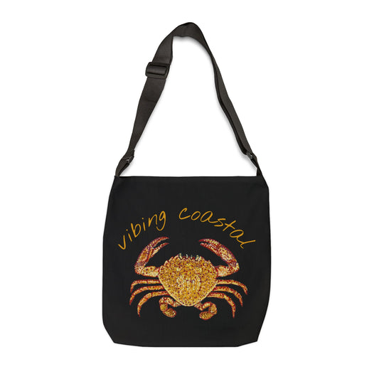 Adjustable Canvas Shoulder Tote | Crab | Black
