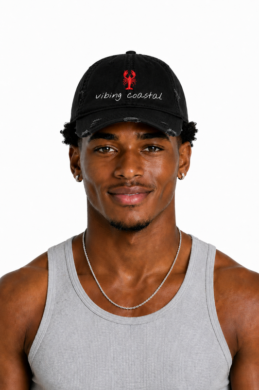 Embroidered Lobster Cap | Beach Night Black
