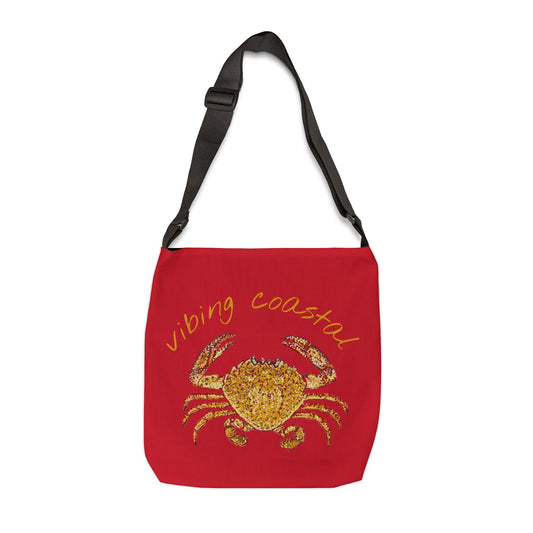 Adjustable Canvas Shoulder Tote | Crab | Crimson