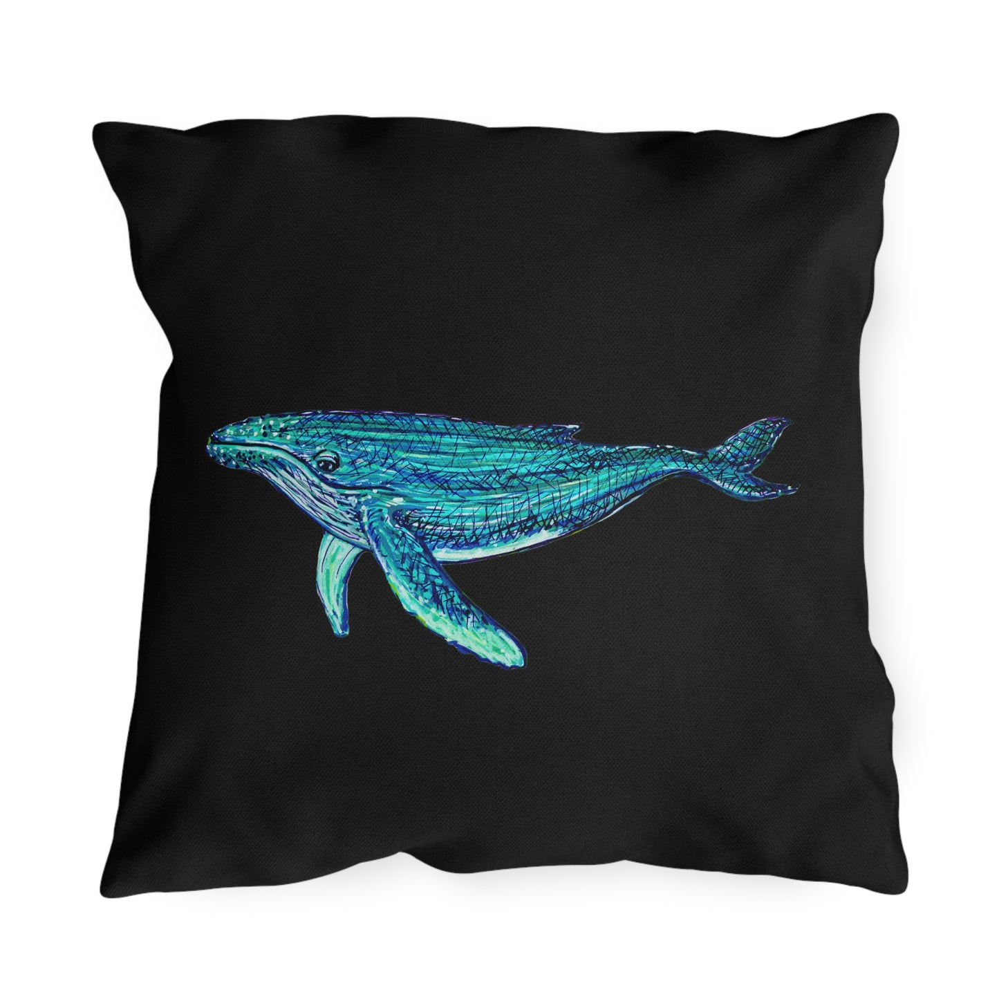 Black Outdoor Pillow | 18"x18" | Whale