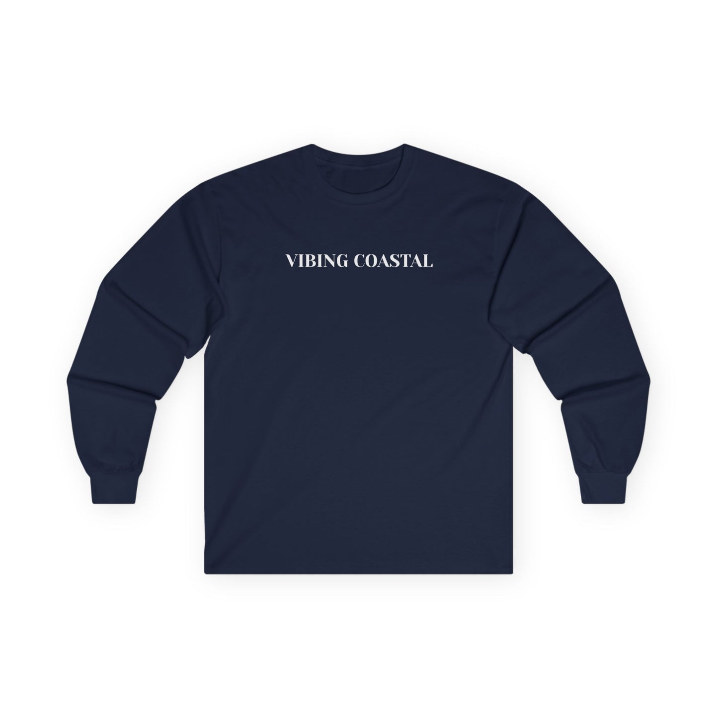 Ultra Cotton Long Sleeve Tee | Vibing Coastal | White Lettering