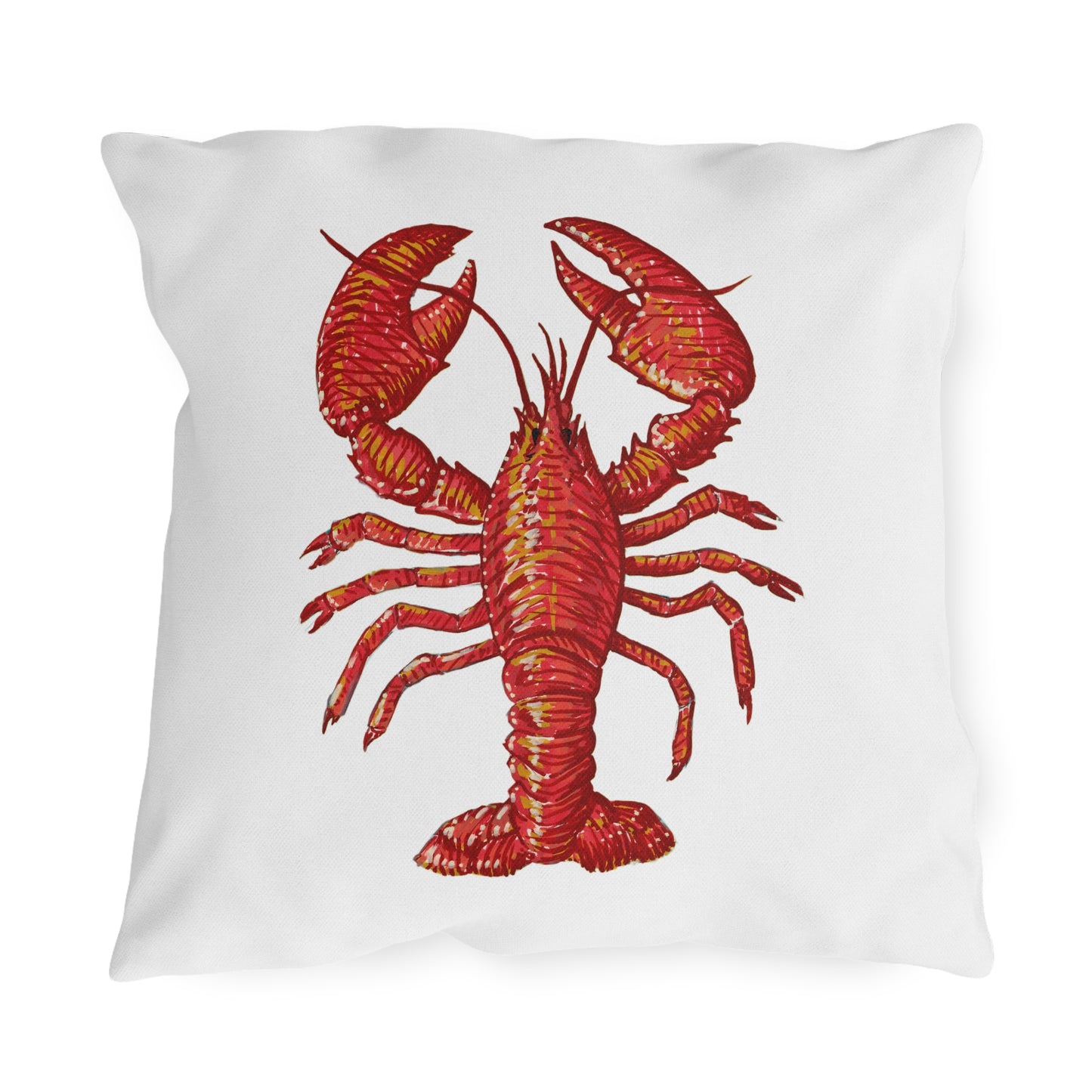 White Outdoor Pillow | 18"x18" | Lobster