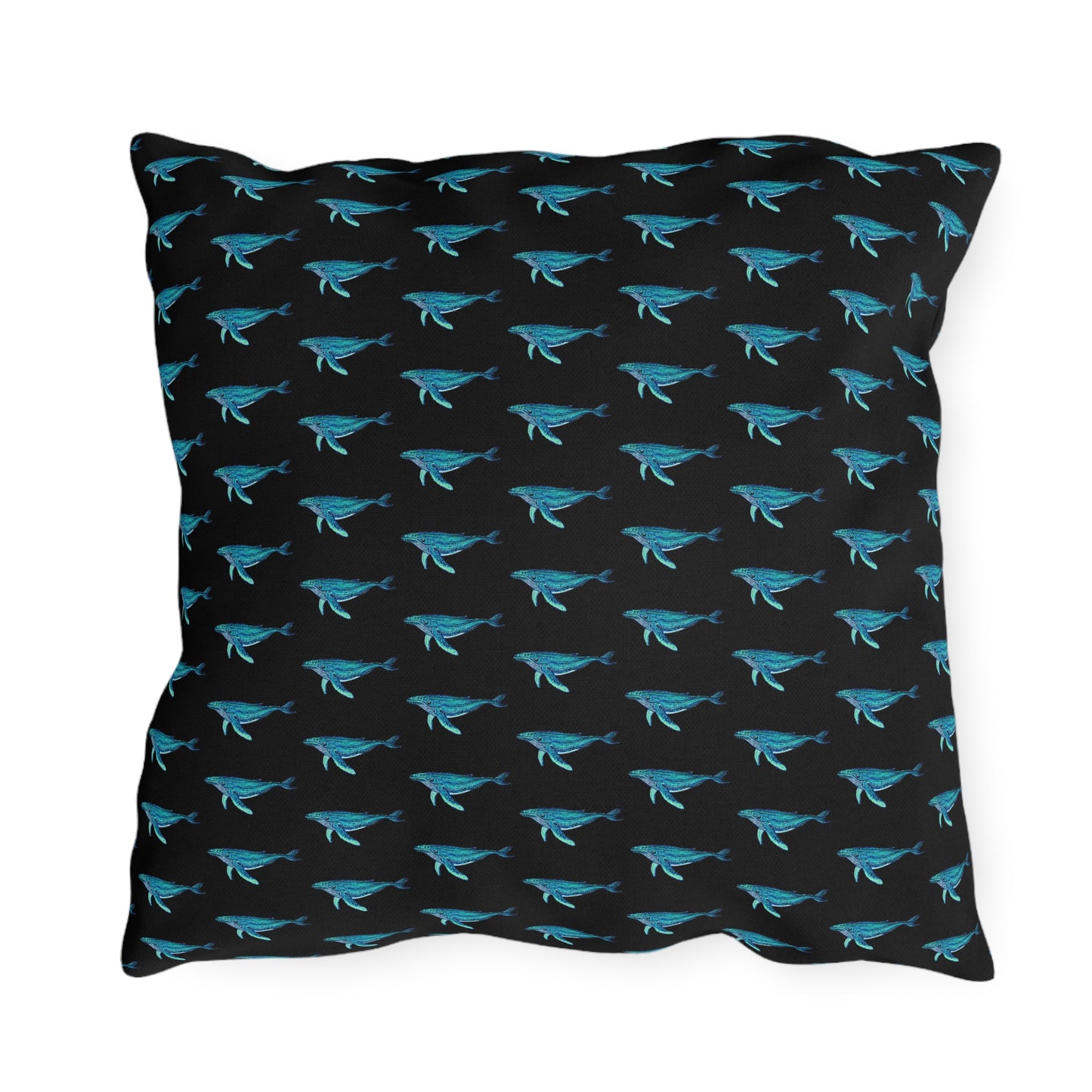 Black Outdoor Pillow | 18"x18" | Whale