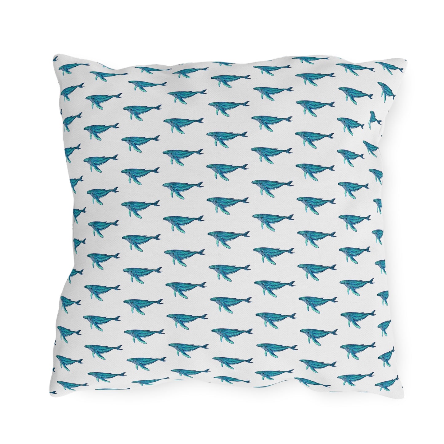 White Outdoor Pillow | 18"x18" | Whale