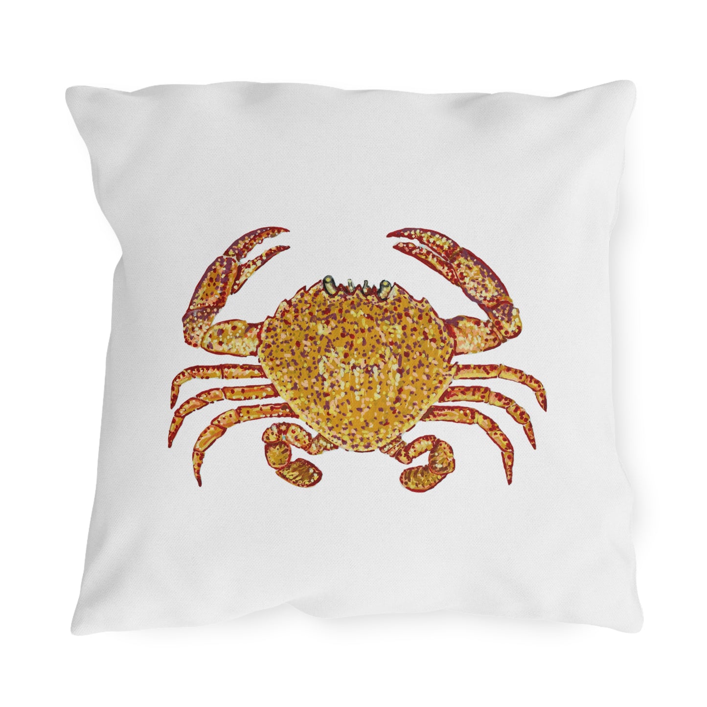 White Outdoor Pillow | 18"x18" | Crab